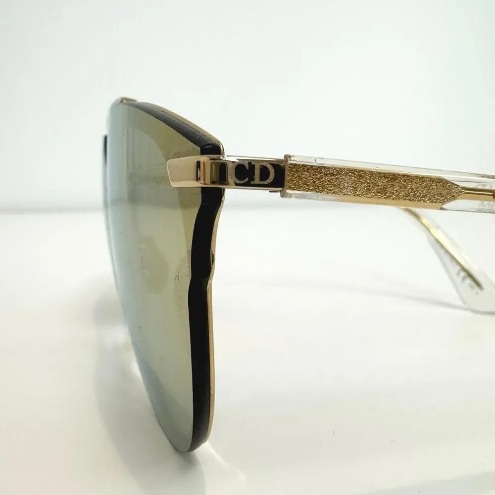 Christian DIOR Reflected Sunglasses Gold Metal Frame with Pink Mirrored Lenses